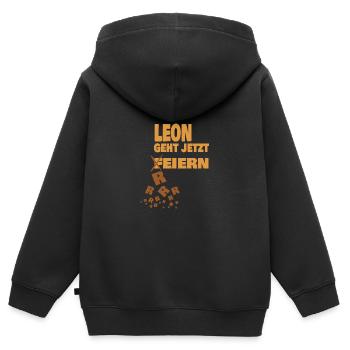 leon - Kinder Premium Organic Zip Hoodie - Schwarz - Hinten - AI Model Kid Male (0cm)