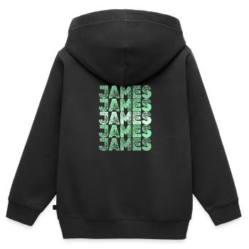 Geschenk für James - Kinder Premium Organic Zip Hoodie - Schwarz - Hinten - AI Model Kid Male (0cm)