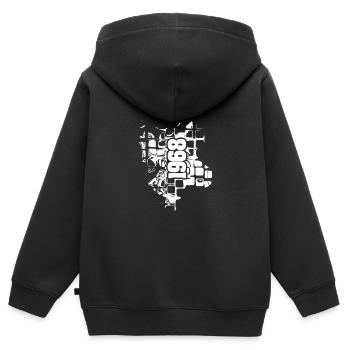 1968 - Kinder Premium Organic Zip Hoodie - Schwarz - Hinten - AI Model Kid Male (0cm)