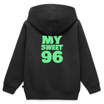 96 - Kinder Premium Organic Zip Hoodie - Schwarz - Hinten - AI Model Kid Male (0cm)