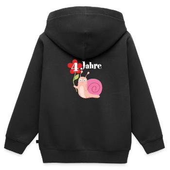 Schnecke gratuliert zum 4. Geburtstag ich bin vier - Kinder Premium Organic Zip Hoodie - Schwarz - Hinten - AI Model Kid Male (0cm)
