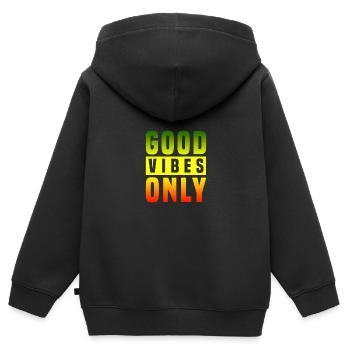 Good Vibes Only Rasta Reggae Roots - Kinder Premium Organic Zip Hoodie - Schwarz - Hinten - AI Model Kid Male (0cm)