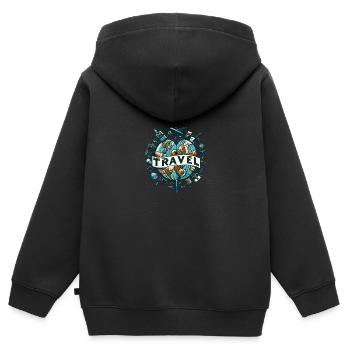 Weltreise-Abenteuer und Entdeckungen - Kinder Premium Organic Zip Hoodie - Schwarz - Hinten - AI Model Kid Male (0cm)