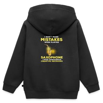 Amateurs de musique de saxophone ténor - Sweat Premium à capuche zippé enfant bio - noir - Dos - AI Model Kid Male (0cm)