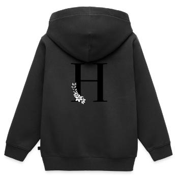 Buchstabe H - Kinder Premium Organic Zip Hoodie - Schwarz - Hinten - AI Model Kid Male (0cm)