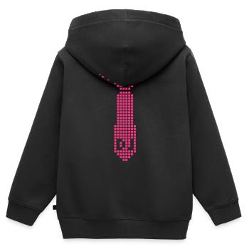 DJ cravate design - Sweat Premium à capuche zippé enfant bio - noir - Dos - AI Model Kid Male (0cm)