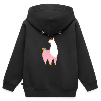 Schulkind 2018 - Alpaka Einhorn Unicorn - Kinder Premium Organic Zip Hoodie - Schwarz - Hinten - AI Model Kid Male (0cm)