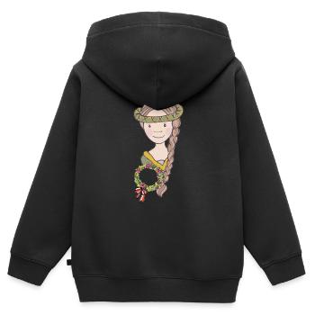 Mittelalter Mädchen - Kinder Premium Organic Zip Hoodie - Schwarz - Hinten - AI Model Kid Male (0cm)