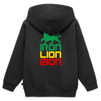 iron lion zion - Sweat Premium à capuche zippé enfant bio - noir - Dos - AI Model Kid Male (0cm)