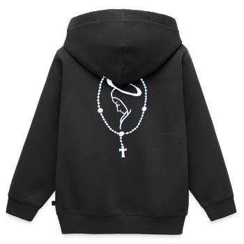 Glaube Rosenkranz Christlicher Gläubiger Religiöse - Kinder Premium Organic Zip Hoodie - Schwarz - Hinten - AI Model Kid Male (0cm)