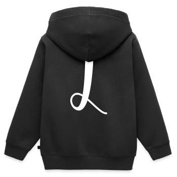 Calligraphie, initiale L - Sweat Premium à capuche zippé enfant bio - noir - Dos - AI Model Kid Male (0cm)