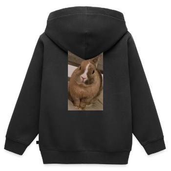 Lapin - Sweat Premium à capuche zippé enfant bio - noir - Dos - AI Model Kid Male (0cm)