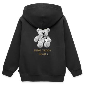King Teddy Bear I - Kids Premium Organic Zip-up Hoodie - black - Back - AI Model Kid Male (0cm)