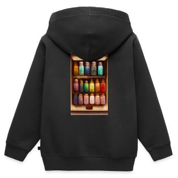 Flaschen mit Farbstoffen - Kinder Premium Organic Zip Hoodie - Schwarz - Hinten - AI Model Kid Male (0cm)
