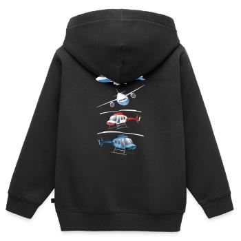 Flugzeug Hubschrauber Kinder Junge Und Mädchen - Kinder Premium Organic Zip Hoodie - Schwarz - Hinten - AI Model Kid Male (0cm)