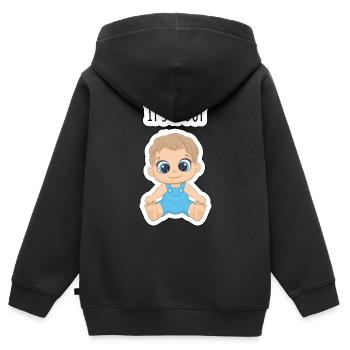 Es ist ein Junge - Kinder Premium Organic Zip Hoodie - Schwarz - Hinten - AI Model Kid Male (0cm)
