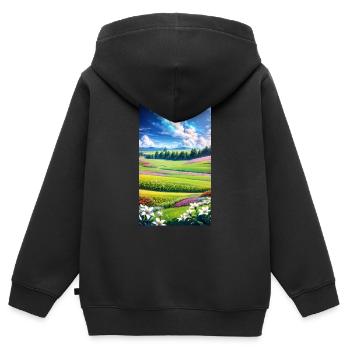landscape, botanical, flora, climate, change - Kinder Premium Organic Zip Hoodie - Schwarz - Hinten - AI Model Kid Male (0cm)
