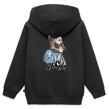 Rieser Grantler // Illustration - Kinder Premium Organic Zip Hoodie - Schwarz - Hinten - AI Model Kid Male (0cm)