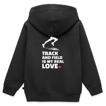J’adore l’athlétisme - Sweat Premium à capuche zippé enfant bio - noir - Dos - AI Model Kid Male (0cm)