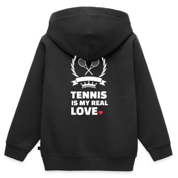 Ich Liebe Tennis - Kinder Premium Organic Zip Hoodie - Schwarz - Hinten - AI Model Kid Male (0cm)