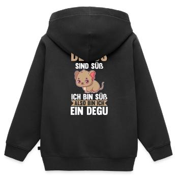 Degu sind süß ich bin süß also bin ich ein Degu - Kinder Premium Organic Zip Hoodie - Schwarz - Hinten - AI Model Kid Male (0cm)