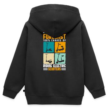 Rollerfahrer Elektrisch E-Roller Hybrid - Kinder Premium Organic Zip Hoodie - Schwarz - Hinten - AI Model Kid Male (0cm)