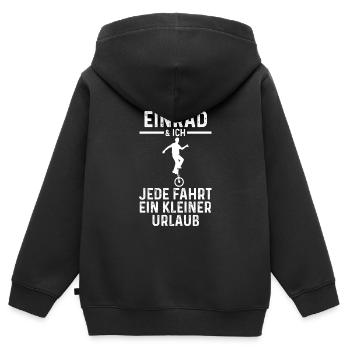 Kunstrad Fahrrad Einrad - Kinder Premium Organic Zip Hoodie - Schwarz - Hinten - AI Model Kid Male (0cm)