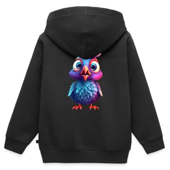 Bébé oiseau effrayé - Sweat Premium à capuche zippé enfant bio - noir - Dos - AI Model Kid Male (0cm)