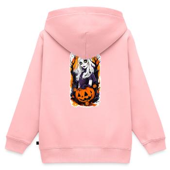 Halloween Spooky Girl Doll - Sweat Premium à capuche zippé enfant bio - rose - Dos - AI Model Kid Female (0cm)