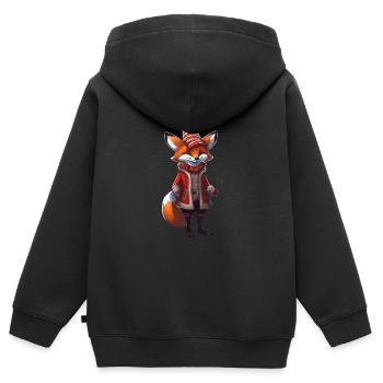 Weihnachten Festlicher Fuchs - Kinder Premium Organic Zip Hoodie - Schwarz - Hinten - AI Model Kid Male (0cm)