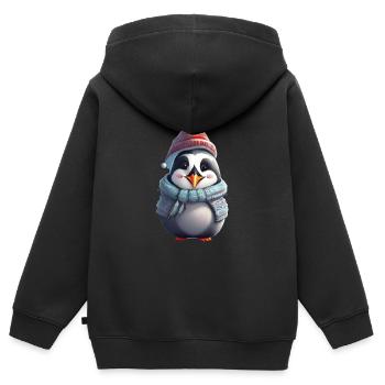 Festlicher Pinguin-Feiertag - Kinder Premium Organic Zip Hoodie - Schwarz - Hinten - AI Model Kid Male (0cm)