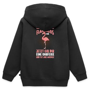 Stell dir ein Leben ohne Flamingos vor - Kinder Premium Organic Zip Hoodie - Schwarz - Hinten - AI Model Kid Male (0cm)