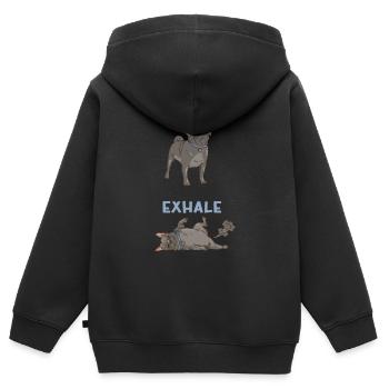 Inhale, Exhale - Pug, Yoga, Exercise, Dog Sports - Kids Premium Organic Zip-up Hoodie - black - Back - AI Model Kid Male (0cm)