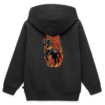 Höllenross: Schicksalspferd, schwarz und flammend - Kinder Premium Organic Zip Hoodie - Schwarz - Hinten - AI Model Kid Male (0cm)