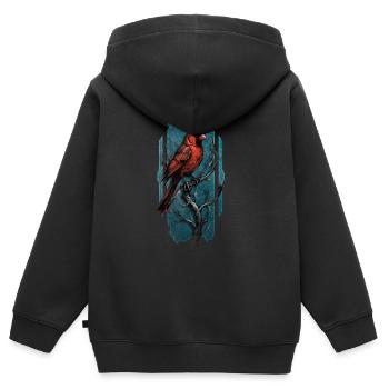 Cardinal du Nord perché sur une branche - Sweat Premium à capuche zippé enfant bio - noir - Dos - AI Model Kid Male (0cm)