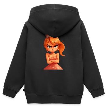 Princesse royalement contrariée - Sweat Premium à capuche zippé enfant bio - noir - Dos - AI Model Kid Male (0cm)