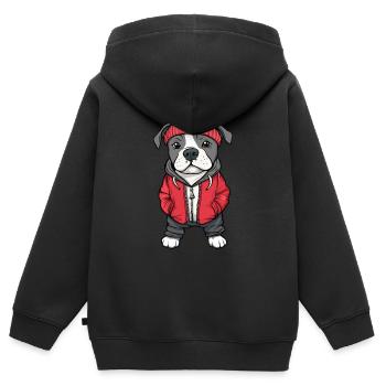 Pit Terrier Dog Cartoon - Kids Premium Organic Zip-up Hoodie - black - Back - AI Model Kid Male (0cm)