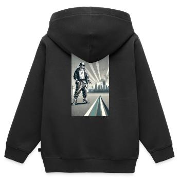 Hiphoper 127 0 0 1 is my hood - Kinder Premium Organic Zip Hoodie - Schwarz - Hinten - AI Model Kid Male (0cm)