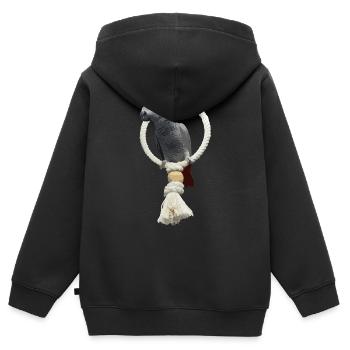 Papagei - Kinder Premium Organic Zip Hoodie - Schwarz - Hinten - AI Model Kid Male (0cm)