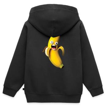 Banane folle - Sweat Premium à capuche zippé enfant bio - noir - Dos - AI Model Kid Male (0cm)