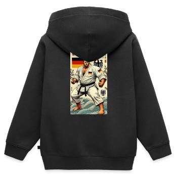 Deutscher Karate MEISTER - Kinder Premium Organic Zip Hoodie - Schwarz - Hinten - AI Model Kid Male (0cm)