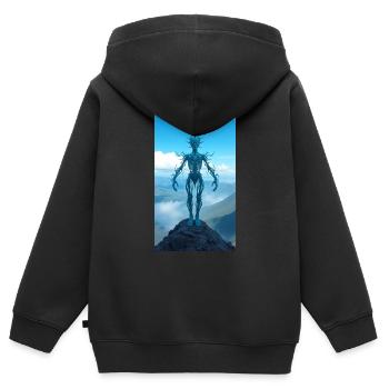 Hybride Oracle-Sammlung - Kinder Premium Organic Zip Hoodie - Schwarz - Hinten - AI Model Kid Male (0cm)