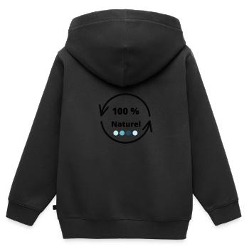 Sticker 100 % natural - Sweat Premium à capuche zippé enfant bio - noir - Dos - AI Model Kid Male (0cm)