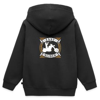 Trombone Player Biker Easy Rider Slider Funny - Kinder Premium Organic Zip Hoodie - Schwarz - Hinten - AI Model Kid Male (0cm)