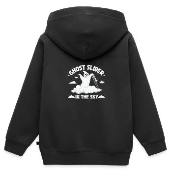 Halloween Trombone Ghost Slider, Funny Trombonist - Kinder Premium Organic Zip Hoodie - Schwarz - Hinten - AI Model Kid Male (0cm)