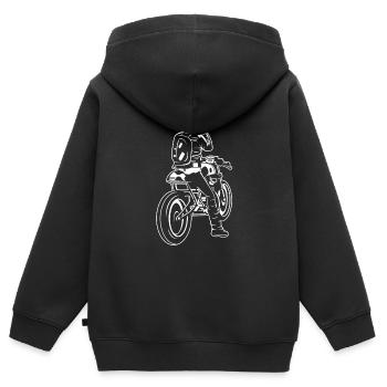 Cafe Racer Motorrad 02_weiß - Kinder Premium Organic Zip Hoodie - Schwarz - Hinten - AI Model Kid Male (0cm)