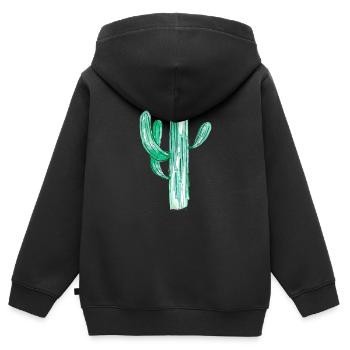 Aquarell Kaktus - Kinder Premium Organic Zip Hoodie - Schwarz - Hinten - AI Model Kid Male (0cm)