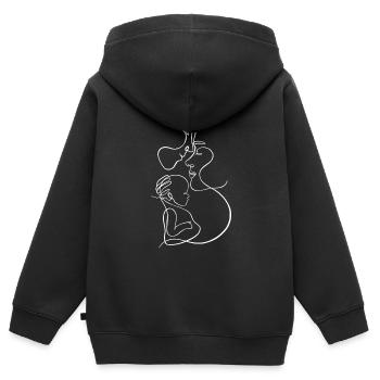 Famille bébé single line - Sweat Premium à capuche zippé enfant bio - noir - Dos - AI Model Kid Male (0cm)