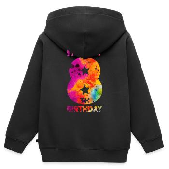 8TH BIRTHDAY UNICORN IT'S MY 8TH BIRTHDAY - Kids Premium Organic Zip-up Hoodie - black - Back - AI Model Kid Male (0cm)