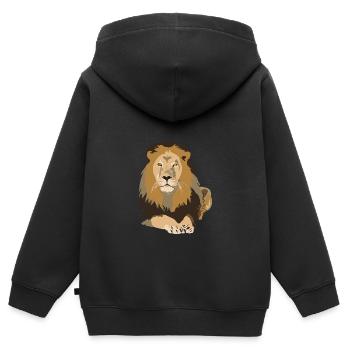 Löwe - Kinder Premium Organic Zip Hoodie - Schwarz - Hinten - AI Model Kid Male (0cm)